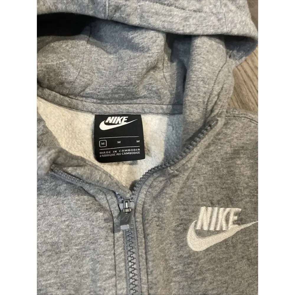 Nike Boys Sportswear Full Zip Gray Hoodie Sweatshirt Size Medium